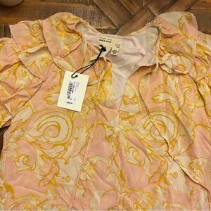 Ted Baker Frisis MIB Frill Printed Top in Yellow/Pink
